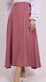Resim Beli Fermuarlı Krep Kumaş Kiloş Etek Pembe - S-M 
