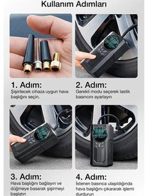 Resim Kensa Taşınabilir Dijital Hava Kompresörü Jump Starter Powerbank Siyah 