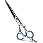 Resim ULG Profesyonel Saç Makası 6, 12.7 cm Sağ El Bıçak Kenarı Berber Makası - Japon Paslanmaz Çelik, El İle Bileme Mavi Saplar, Ergonomik Tasarım İnceltilmiş Saçlar, Salon ve Ev Kullanımı Çocuklar ve Yetişkinler için, Saç Kesme Makası, Salon Araçları, Şık Metalik Kaplama, Dayanıklı Yapı 