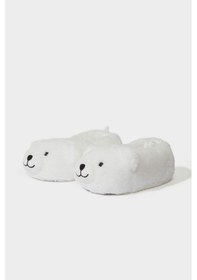 Resim Defacto Kız Çocuk Ayı Temalı Düz Taban Panduf F1509a825wnwt34 Beyaz-wt34 