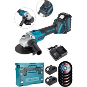 Resim Germany Steel Profesyonel 128VF Kömürsüz Çift Akülü Şarjlı Avuç Taşlama Spiral 125 Mm Alman-5 Adet Taş 