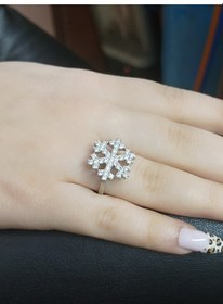 Resim Firuze Gümüş Kar Tanesi Beyaz Taşlı Gümüş Yüzükf1600754 