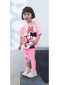 Resim Lolliboomkids Kız Çocuk 3d Aplike Çiçek Detaylı Alt Üst Takım Baskı Desen T-shirt Tayt 2 Parça Flower Çok Renkli 
