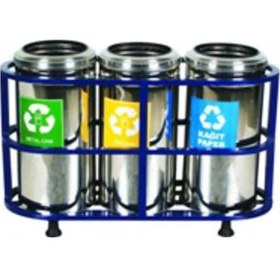 Resim Şengülerticaret Fkn Üçlü Paslanmaz Geri Dönüşüm Çöp Kovası - Profil Standlı Diğer 