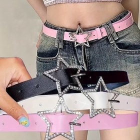 Resim 1 adet Y2K Moda Yıldızlu Pembe Kemer Kadınlar için, Tekstil Olmayan, Kotlar, Günlük, Hafta Sonu, Gece için - Şık Aksesuar 