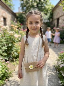 Resim İYİGÜN Papatya Detaylı Hasır Kız Çocuk Omuz Çanta 
