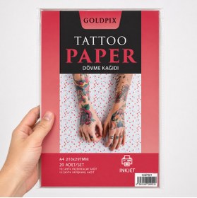 Resim Goldpix Inkjet Geçici Dövme Kağıdı A4 Yazdırılabilir Tattoo Paper 10’lu Set 