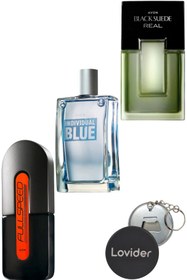 Resim Avon Full Speed 75ml + Individual Blue 100ml + Black Suede Real 75ml Erkek Parfüm + Lovider Anahtarlık 