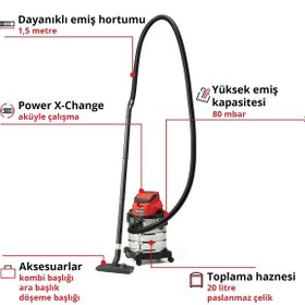 Resim Einhell TC-VC 18/20 Li S - Solo, Akülü Islak/Kuru Süpürge (Akü ve şarj cihazı dahil değildir) - 2347130 