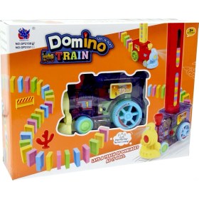 Resim Happy Toys Renkli Pilli Domino Yerleştiren Tren Eğlenceli Oyun 80 Adet Domino Taşı ile 