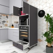 Resim Kenzlife fırın dolabı kamile gri 162*60*56 mutfak çekmeceli ayaklı banyo kiler ofis 