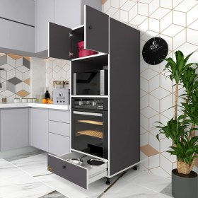 Resim Kenzlife fırın dolabı kamile gri 162*60*56 mutfak çekmeceli ayaklı banyo kiler ofis 