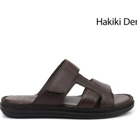Resim Gönderi(r) Erkek Kahverengi Cırt Bantlı Hakiki Deri Terlik 