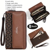 Resim Vintage Tarzı Çıtçıtlı Cüzdan, Fermuarlı Kartlık ve Fotoğraf Bölmesi - Uzun Bifold Tasarım, Kahverengi & Siyah Seçenekler, Bilek Kayışı Dahil, Güvenli Seyahat Cüzdanı | Vintage Cüzdan | Güvenli Depolama, Kartlık Cüzdan 