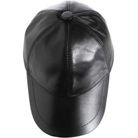 Resim Unisex %100 Deri Arkadan Ayarlanabilir Baseball Kep Şapka Siyah 