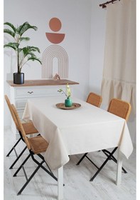 Resim Emtory Home Naturel Pamuk Keten Masa Örtüsü 220 x 160 