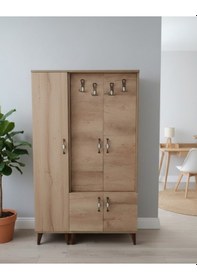 Resim Zerkaconcept Belin 3 Kapaklı Portmanto Vestiyer Ayakkabılık Dolap Meşe - M1 Meşe 