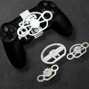 Resim 3lü Ps4 Oyun Kolu Için Mini Direksiyon Beyaz Set (Pratik Kullanım Tam Ölçü) 