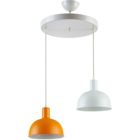 Resim Marley Özel Tasarım Modern Dekoratif Cafe Mutfak Salon Turuncu Beyaz Renk 2 Li Sarkıt Avize Diğer 