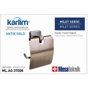 Resim Karlim Milet Serisi Kapaklı Tuvalet Kağıtlığı Antik Altın Kaplama 