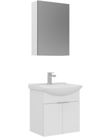 Resim Orka Purus 55 Cm Parlak Beyaz Ayna Dolaplı Banyo Dolabı Takım Asma Beyaz 