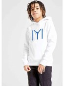 Resim Kayı Boyu Baskılı Unisex Çocuk Kapüşonlu Beyaz Sweatshirt Beyaz 