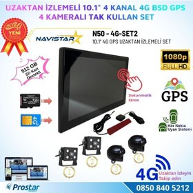 Resim Uzaktan İzlemeli 10 İnç 4 Kanal 4g Gps Bsd Kör Nokta Uyarı Sistemli Ir Led Kameralı Profesyonel Araç Kamera Seti 