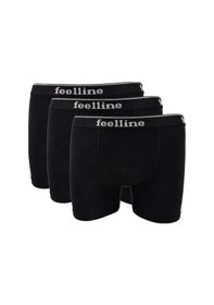 Resim 3 Adet Feelline Siyah Pamuklu Doğal Likralı Erkek Boxer Çok Renkli 