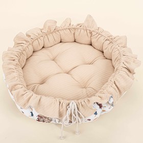 Resim Yuvarlak Babynest - Çift Taraflı - Sütlü Kahve Örgü - Harry 