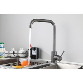 Resim Sardıcı Siyah L Borulu Mutfak Bataryası Musluğu 