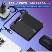 Resim Wangxi Harici Cd Dvd Yazıcı Usb 3.0 7in1 Laptop Pc İçin Siyah Taşınabilir Cd/dvd Rom Sürücü 