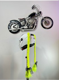 Resim Motor & Motosiklet Neon Sarı Çift Örgülü Saç Kask Dış Aksesuarı 