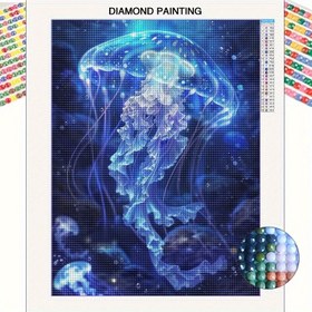 Resim 1 Adet, Yetişkinler İçin 5D Elmas Boyama Seti, Güzel Denizanası Deseni, Tam Taşlı Sanat Kiti, Yuvarlak Elmas DIY Projesi, Başlangıç Seviyesi ve Hobi Tutkunları İçin, Mozaik Duvar Dekoru, Çerçevesiz Ev Dekorasyonu Hediye, Yatak Odası veya Oturma Odası İçin Uygun, 29.97cm x 40.13cm 