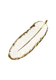 Resim Symbee Şık Tüy Desenli Seramik Servis Tabağı - Meyve, Takı Ve Atıştırmalıklar İçin Dekoratif Tepsi Büyük Boy 