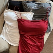 Resim 4 Adet Kadın Seksi Dantel Kamisol Üstler - Zarif İnce Askılar ve Güzel Sırt Tasarımı, Yazlık Katmanlama İçin Mükemmel, Dolgulu Göğüs, Polyester Karışım, Beyaz/Siyah/Gri/Kırmızı, Yazlık Katmanlı Üstler | Kadınsı Giyim | Dolgulu Göğüs Tasarımı, Dantel Kenar 