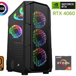 Resim Xaser XSR441 Ryzen 5 5600 16 GB RAM 512 GB M.2 NVMe SSD 8 GB RTX 4060 FreeDOS Gaming Masaüstü Bilgisayar 