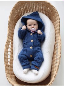 Resim Rusknıt Yenidoğan Bebekler İçin Terlikli Örgü Kombinezon Taburculuk İçin 111342469 Mavi 