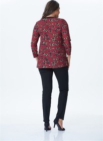 Resim Myline Kadın V Yaka Ribanalı Bluz 34174 Bordo 