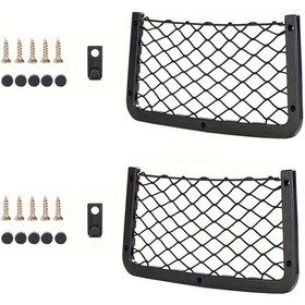 Resim Dashanshop 2 Adet Siyah Çengelli Poliester File Depolama Ağı, 14x7 İnç, Çok Amaçlı Organizer Cebi 