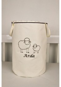 Resim HS Hometex Annesinin Kuzusu Nakışlı Bez Kirli ve Oyuncak Sepeti 