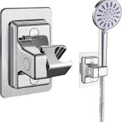 Resim Ayarlanabilir El Duşu Tutucu Braket, 1 Adet Yapışkan Bantlı Plastik Duş Başı Tutucu, Duvara Monte Banyo Duş Tabanı Aracı, Depolama ve Düzenleme İçin Elektriksiz Banyo Aksesuarı 