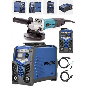 Resim Dragro Germany Technology Çift Kartlı 200 Amper Invertör Kaynak MAKINASI-MAVI-3000W Taşlama 2li Set 