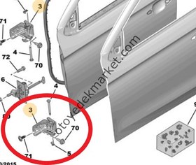 Resim Peugeot 301 (2012-2023) Sağ Arka Kapı Üst Menteşe Sağ (Orijinal) 