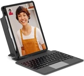 Resim m.tk moveteck iPad Air 11 inç 2024 6. Nesil ile Uyumlu Mag Touchpad Manyetik Standlı Klavyeli Tablet Kılıfı, Siyah 