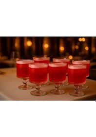 Resim 6 Lı Ayaklı Kristal Cam Meşrubat Kokteyl Bardağı Bardak 280ml Şeffaf 
