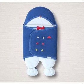 Resim Yenidoğan Smokin Centilmen Ayaklı Erkek Bebek Kundak Mavi Mavi 
