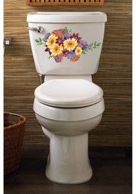 Resim Sulu Boya Soft Renkli Çiçekler Klozet Kapağı Ve Banyo Sticker 
