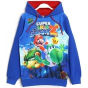 Resim Super Mario 3D Baskılı Kışlık Mevsimlik Uzun Kollu Kapüşonlu Hoodie Sweatshirt Mavi 