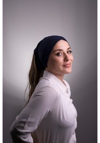 Resim Halven Lacivert Pratik Hazır Geçmeli Iç Bone Viskon Kumaş Çapraz Boru Te Lacivert 