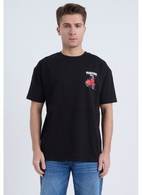 Resim Velvoria Unisex Oversize Beautıful Ride Baskılı Siyah Renk T-shirt 